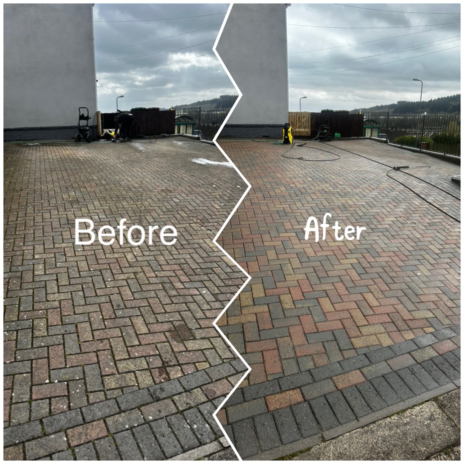 Driveway cleaning before and after